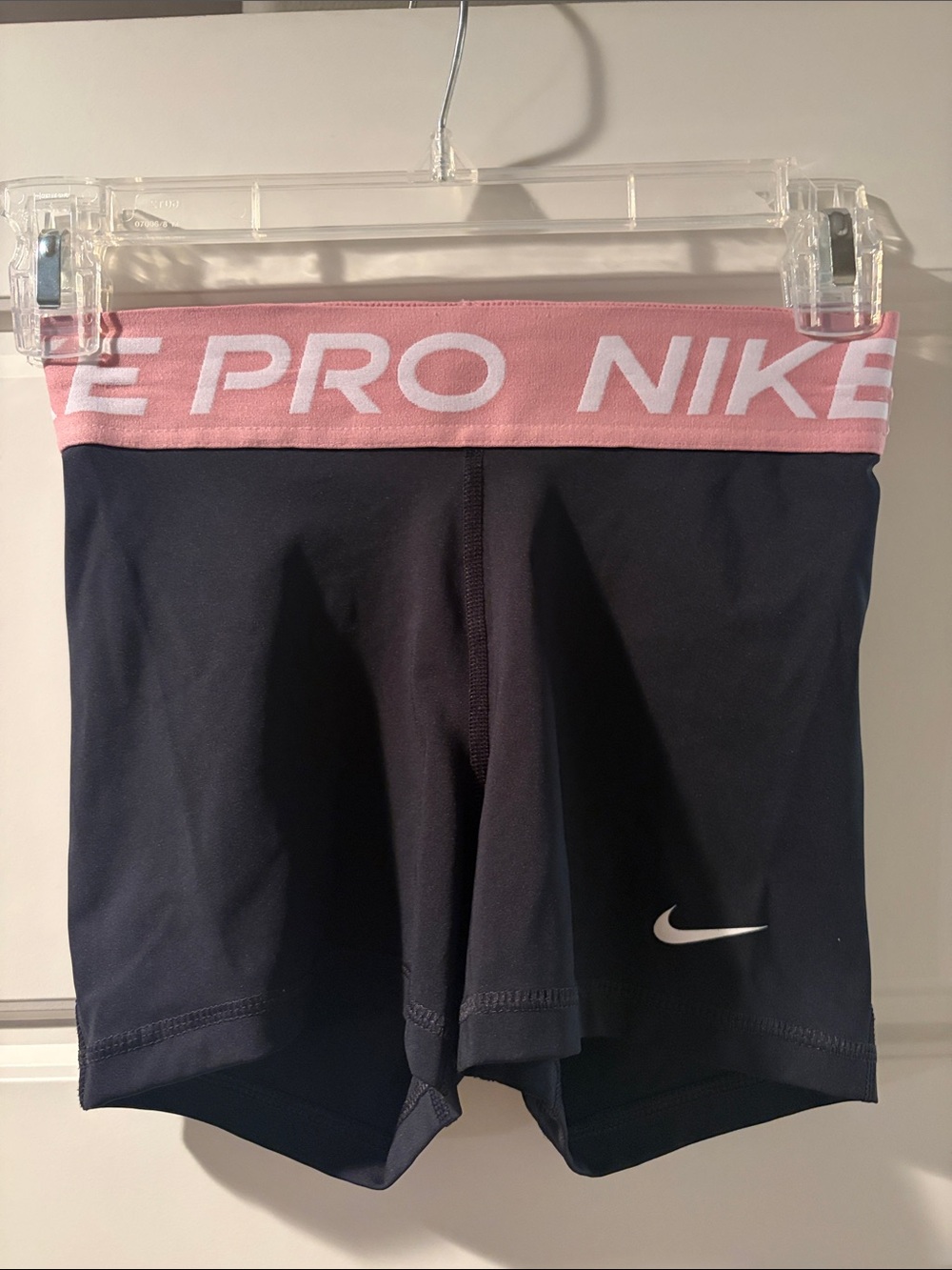 Nike Pro 3in Black Athletic Shorts with Pink Logo Waistband - Size XS
